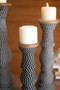 Set 3 Wooden Candle Holders With Black & White String (NRAC1326)