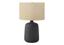 24"H Contemporary Black Ceramic Table Lamp - Beige Shade (I 9635)