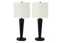 24"H Contemporary Black Metal Table Lamp - Ivory/Cream Shade (Usb Port Included) Set Of 2 (I 9643)