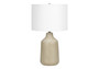24"H Contemporary Beige Concrete Table Lamp - Ivory/Cream Shade (I 9702)