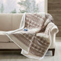 100% Polyester Knitted Printted Mink/Solid Micro Berber Heated Throw - Natural WR54-1775