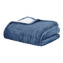 100% Polyester Knitted Microlight/Berber Solid Heated Throw - Sapphire Blue WR54-1768