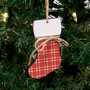 Red Plaid Stocking Ornament With Jute G36460