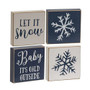 Let It SnoWith Snowflake Square Block 4 Assorted (Pack Of 4) G37188