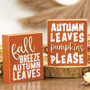 Autumn Leaves/Pumpkins Please Box Sign 2 Assorted (Pack Of 2) G37298