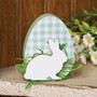 Green & White Buffalo Check Easter Egg Sitter With Bunny G37632