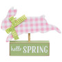 Pink & White Buffalo Check Bunny On Hello Spring Sitter G37641