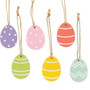 Set Of 6 Wooden Easter Egg Ornaments G37728