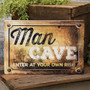 Man Cave Enter At Your Own Risk Distressed Metal Sign G65348