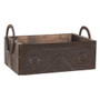 Black Wooden Punched Tin Box With Horseshoe Handles GAJ2303B