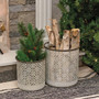 Set Of 2 Snowflake Cutout Metal Buckets GB60313