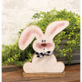 Distressed Sitting Flop Ear Bunny With Scarf On Base GBH41
