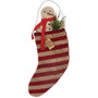 Hanging Striped "Merry Christmas" Stocking With Snowman & Greenery GCS38868