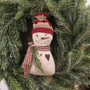 Stuffed Striped Hat Snowman Ornament With Heart & Greenery GCS38879