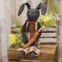 Primitive Plaid Overalls Black Bunny Doll GCS38903