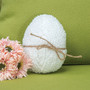 Stuffed White Chenille Egg With Jute Bow GCS38934