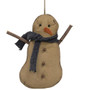 Stiffened Fabric Jingle Bell & Blue Scarf Primitive Snowman Ornament GU22039