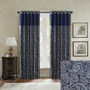 Solid Faux Silk Jacquard Panel Pair - Navy MP40-4896