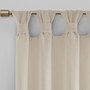 100% Polyester Floral Embellished Cuff Tab Top Solid Window Panel - Linen MP40-6830