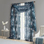 100% Polyester Printed Floral Voile Sheer Scarf - Navy MP40-6624