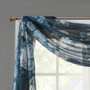 100% Polyester Printed Floral Voile Sheer Scarf - Navy MP40-6625