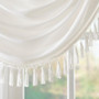 100% Polyester Faux Silk Solid Waterfall Embellished Valance - White MP41-4949