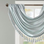 100% Polyester Faux Silk Solid Waterfall Embellished Valance - Dusty Aqua MP41-4961