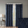 100% Polyester Knitted Jacquard Total Blackout Window Panel - Navy SS40-0101