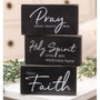 Pray More Worry Less Wooden Block 3 Asstd. (Pack Of 3) G34883 By CWI Gifts