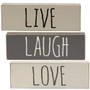 Live Love Laugh Stoneware Block 3 Asstd (Pack Of 3).