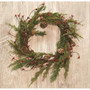 Evergreen Pine With Red Pips Wreath, 13"