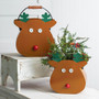 (Set Of 2) Reindeer Metal Buckets