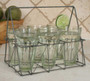 Rectangular Wire Caddy With Six Glasses - Galvanized