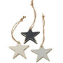 *3/Set Small Wooden Star Ornaments G35133 By CWI Gifts