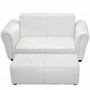 White Soft Kids Double Sofa With Ottoman- (Hw54199Wh)