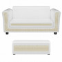 White Soft Kids Double Sofa With Ottoman- (Hw54199Wh)
