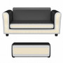 Black /White Kids Double Sofa With Ottoman- (Hw54199Bk)