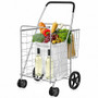 Black Jumbo Basket For Grocery Laundry Travel With Swivel Wheels (Tl32734)