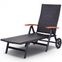 Brown Folding Back Adjustable Aluminum Rattan Recliner Lounger With Wheels (Op3417)