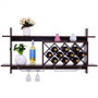 Walnut Wall Mount Wine Rack With Glass Holder & Storage Shelf- (Hw57400Bk)