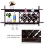 Walnut Wall Mount Wine Rack With Glass Holder & Storage Shelf- (Hw57400Bk)