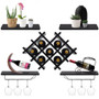 Black Set Of 5 Wall Mount Wine Rack Set With Storage Shelves- (Hw57392Bk)
