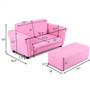 Pink Soft Kids Double Sofa With Ottoman-Pink (Hw54199Pi)
