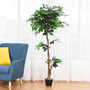 5.5 Ft Artificial Ficus Silk Tree With Wood Trunks (Hw59511)