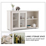 White Sideboard Buffet Cupboard Storage Cabinet With Sliding Door- (Hw53867Wh)