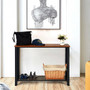 Brown Metal Frame Wood Console Sofa Table With Storage Shelf- (Hw61495Bk)
