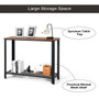 Brown Metal Frame Wood Console Sofa Table With Storage Shelf- (Hw61495Bk)
