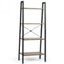 Particle Board + Metal 4-Tier Ladder Shelf Ladder Bookcase Bookshelf Display Rack Plant Stand (Hw62963)