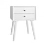 White Wooden Nightstand Mid-Century End Side Table With 2 Storage Drawers- (Hw63800Wh)