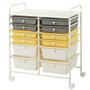 Yellow 12 Drawers Rolling Cart Storage Scrapbook Paper Organizer Bins- (Hw56500Ye)